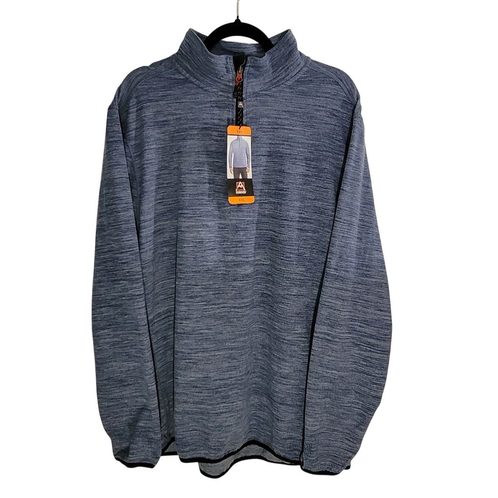 NWT Avalanche Pullover Mens XXL Blue Space‎ Dye Quarter Zip Mock Neck Stretch